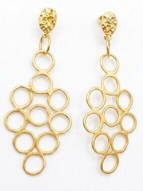 One Of A Kind Artisan Vintage Chandelier Style Geometric Bubble Mesh Earrings